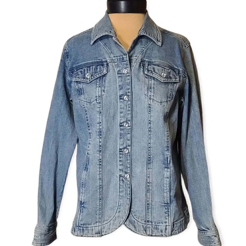 Jean Jacket Laura Ashley Bling Embellished Rhinestone Medium